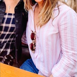 H&M pink and white stripped button down